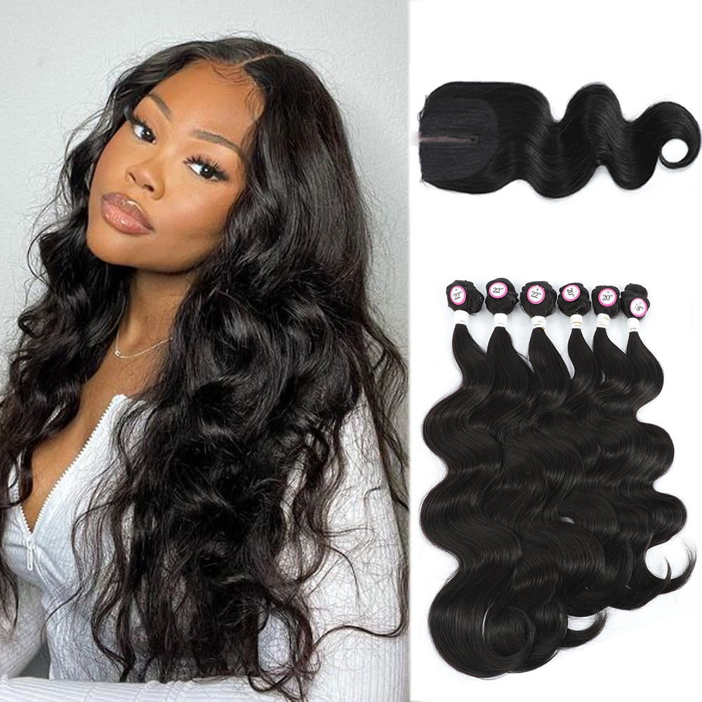 Middle Part Closure Soft Synthetic Hair